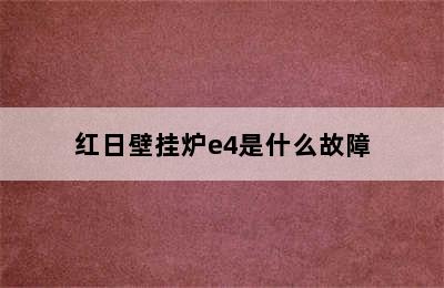 红日壁挂炉e4是什么故障