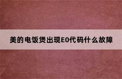 美的电饭煲出现E0代码什么故障