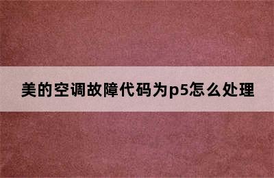 美的空调故障代码为p5怎么处理