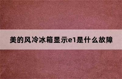 美的风冷冰箱显示e1是什么故障