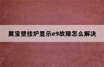 翼宝壁挂炉显示e9故障怎么解决