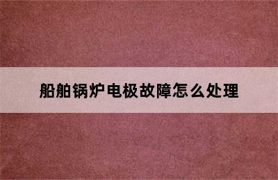 船舶锅炉电极故障怎么处理