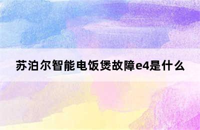 苏泊尔智能电饭煲故障e4是什么