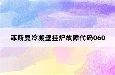 菲斯曼冷凝壁挂炉故障代码060