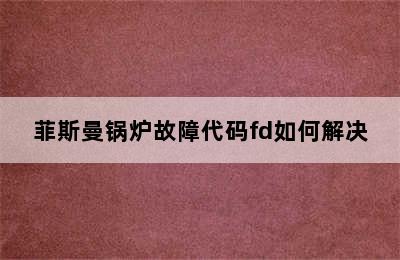 菲斯曼锅炉故障代码fd如何解决