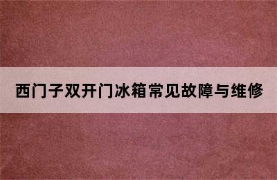 西门子双开门冰箱常见故障与维修