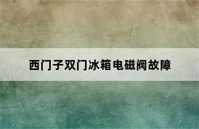 西门子双门冰箱电磁阀故障