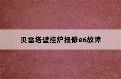 贝雷塔壁挂炉报修e6故障