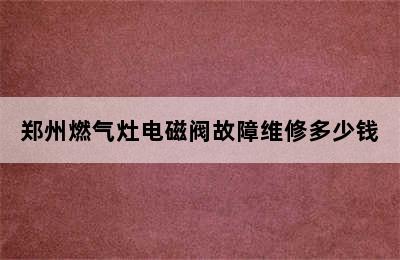 郑州燃气灶电磁阀故障维修多少钱