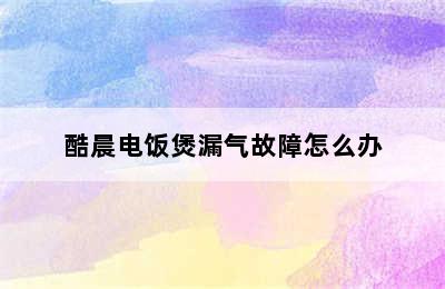 酷晨电饭煲漏气故障怎么办