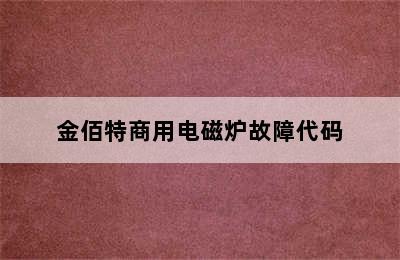 金佰特商用电磁炉故障代码