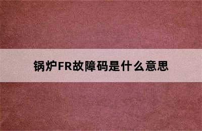 锅炉FR故障码是什么意思