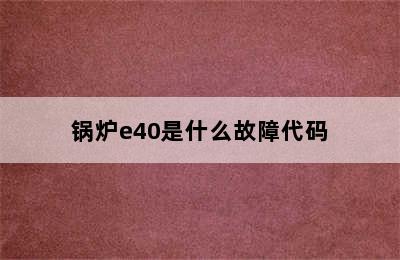 锅炉e40是什么故障代码