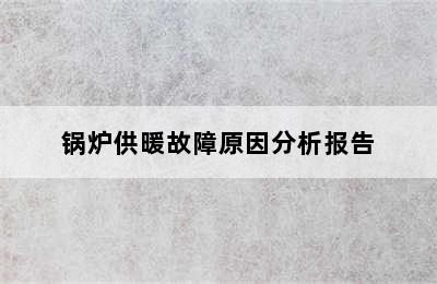 锅炉供暖故障原因分析报告