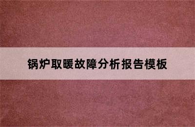 锅炉取暖故障分析报告模板