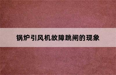 锅炉引风机故障跳闸的现象