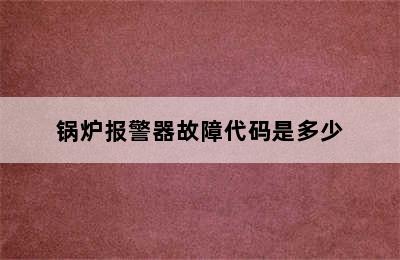 锅炉报警器故障代码是多少