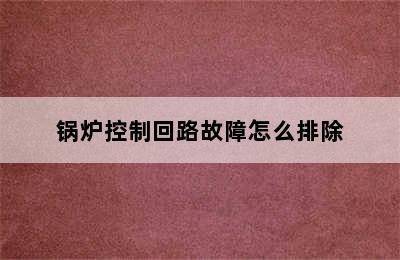 锅炉控制回路故障怎么排除