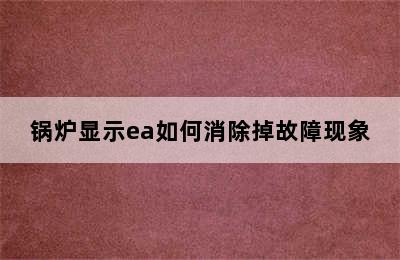 锅炉显示ea如何消除掉故障现象