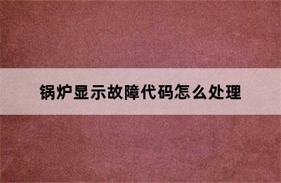 锅炉显示故障代码怎么处理