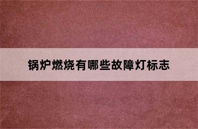 锅炉燃烧有哪些故障灯标志