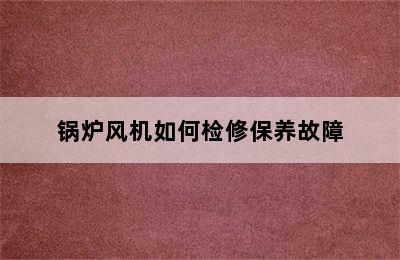 锅炉风机如何检修保养故障