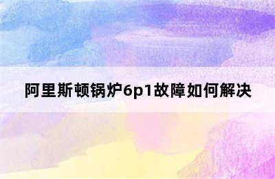 阿里斯顿锅炉6p1故障如何解决