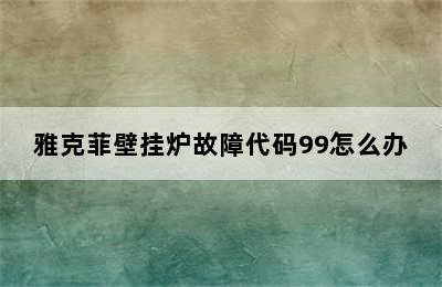 雅克菲壁挂炉故障代码99怎么办