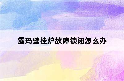 露玛壁挂炉故障锁闭怎么办