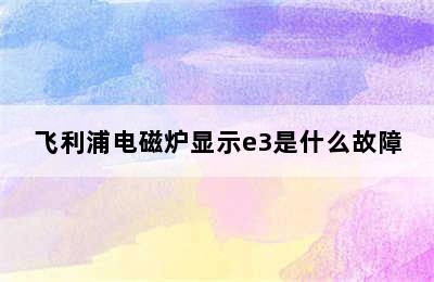 飞利浦电磁炉显示e3是什么故障