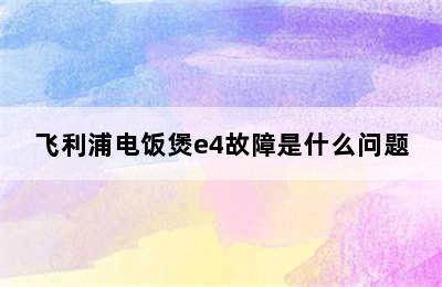 飞利浦电饭煲e4故障是什么问题