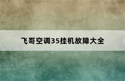 飞哥空调35挂机故障大全